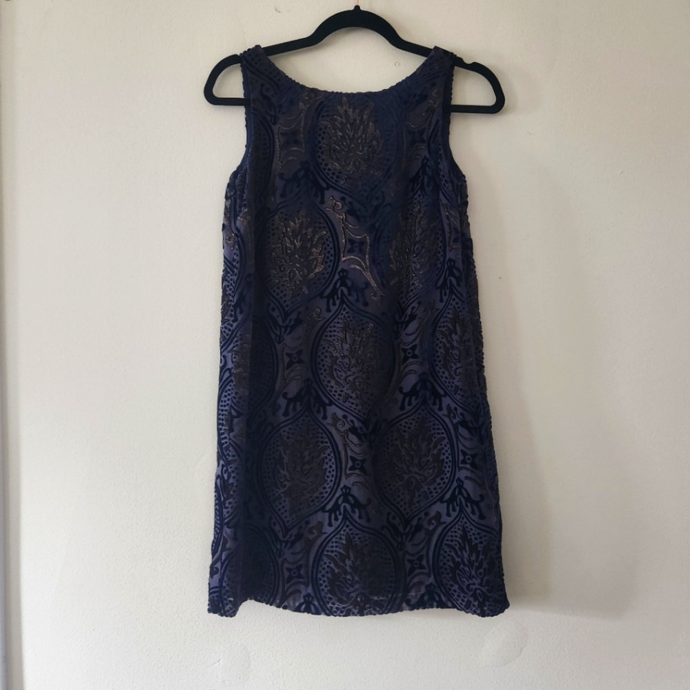 LOFT XSP petite velvet open back mini shift dress cocktail party dress
